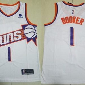 Phoenix Suns #1 Devin Booker White Icon Sponsor Swingman Jersey