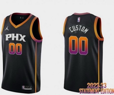 Phoenix Suns Custom Black 2022 Statement Icon Hot Press Jersey