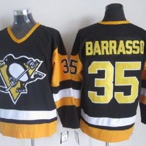 Pittsburgh Penguins #35 Tom Barrasso Black Throwback Jersey