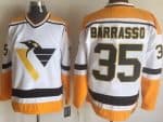 Pittsburgh Penguins #35 Tom Barrasso White Yellow Throwback Jersey