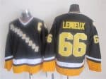 Pittsburgh Penguins #66 Mario Lemieux Black 1990s Throwback Jersey