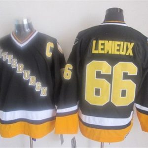 Pittsburgh Penguins #66 Mario Lemieux Black 1990s Throwback Jersey