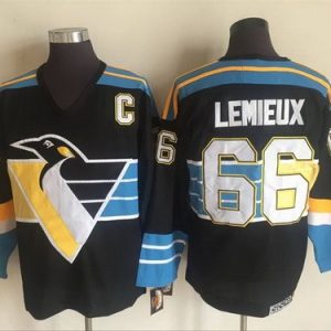 Pittsburgh Penguins #66 Mario Lemieux Black 1992 Throwback Jersey