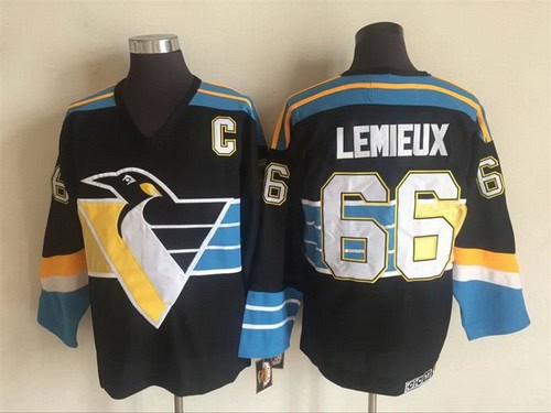 Pittsburgh Penguins #66 Mario Lemieux Black 1992 Throwback Jersey