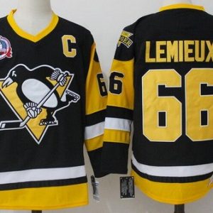 Pittsburgh Penguins #66 Mario Lemieux Black Throwback Jersey