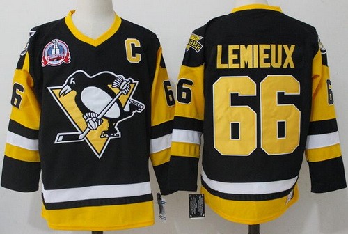 Pittsburgh Penguins #66 Mario Lemieux Black Throwback Jersey