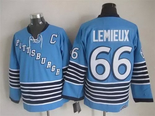 Pittsburgh Penguins #66 Mario Lemieux Light Blue 1967 Throwback Jersey