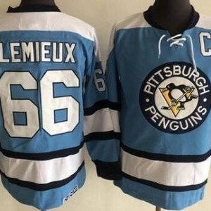 Pittsburgh Penguins #66 Mario Lemieux Light Blue CCM Throwback Jersey