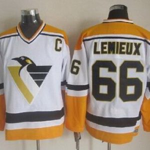 Pittsburgh Penguins #66 Mario Lemieux White 1992 Throwback Jersey