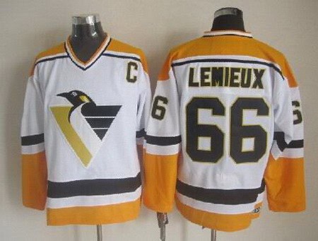 Pittsburgh Penguins #66 Mario Lemieux White 1992 Throwback Jersey