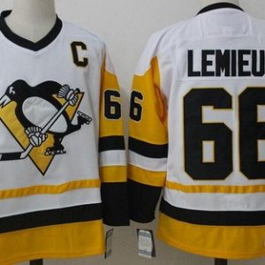 Pittsburgh Penguins #66 Mario Lemieux White Throwback Jersey