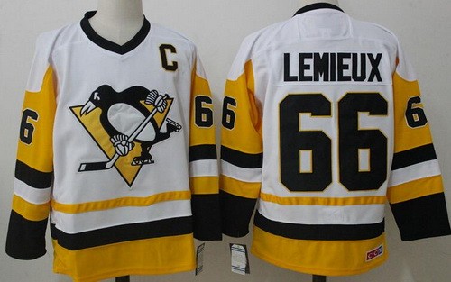 Pittsburgh Penguins #66 Mario Lemieux White Throwback Jersey