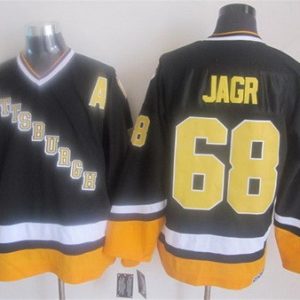 Pittsburgh Penguins #68 Jaromir Jagr Black 1990s Throwback Jersey