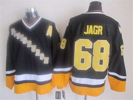 Pittsburgh Penguins #68 Jaromir Jagr Black 1990s Throwback Jersey