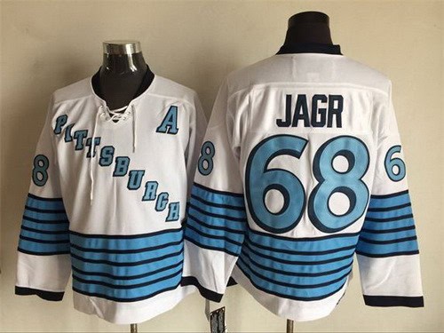 Pittsburgh Penguins #68 Jaromir Jagr White 1967 Throwback Jersey