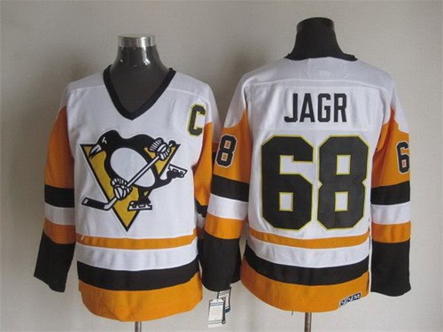 Pittsburgh Penguins #68 Jaromir Jagr White Throwback Jersey