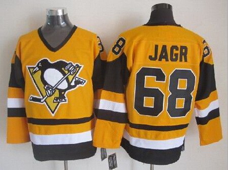 Pittsburgh Penguins #68 Jaromir Jagr Yellow Throwback Jersey