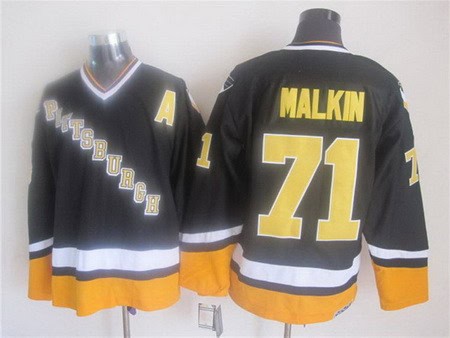 Pittsburgh Penguins #71 Evgeni Malkin Black 1990s Throwback Jersey