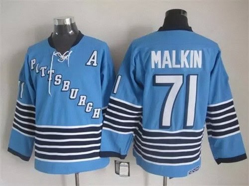 Pittsburgh Penguins #71 Evgeni Malkin Light Blue 1967 Throwback Jersey