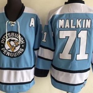 Pittsburgh Penguins #71 Evgeni Malkin Light Blue CCM Throwback Jersey