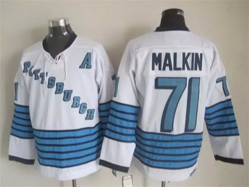 Pittsburgh Penguins #71 Evgeni Malkin White 1967 Throwback Jersey