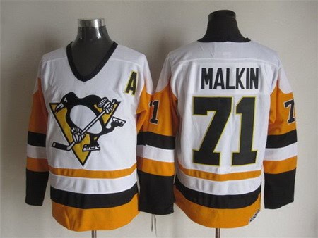 Pittsburgh Penguins #71 Evgeni Malkin White Throwback Jersey