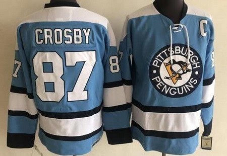 Pittsburgh Penguins #87 Sidney Crosby Light Blue CCM Throwback Jersey