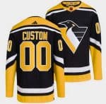 Pittsburgh Penguins Customized Black 2022 Reverse Retro Authentic Jersey
