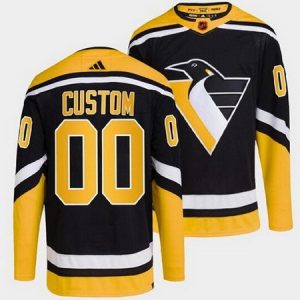 Pittsburgh Penguins Customized Black 2022 Reverse Retro Authentic Jersey