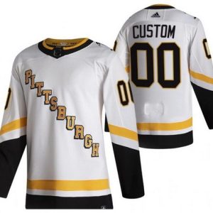 Pittsburgh Penguins Customized White 2021 Reverse Retro Authentic Jersey