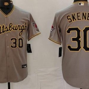 Pittsburgh Pirates #30 Paul Skenes Gray Alternate Player Numeb Team Logo Cool Base Jersey