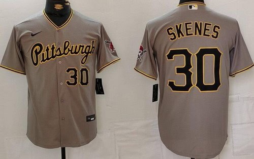 Pittsburgh Pirates #30 Paul Skenes Gray Alternate Player Numeb Team Logo Cool Base Jersey