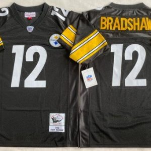 Pittsburgh Steelers #12 Terry Bradshaw Black 1982 Throwback Jersey