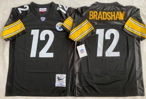 Pittsburgh Steelers #12 Terry Bradshaw Black 1982 Throwback Jersey
