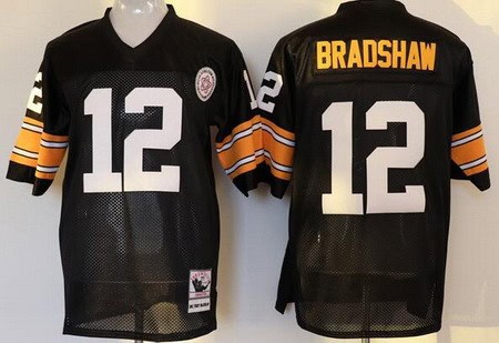 Pittsburgh Steelers #12 Terry Bradshaw Black Throwback Jersey