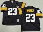 Pittsburgh Steelers #23 Mike Wagner Black Throwback Jersey