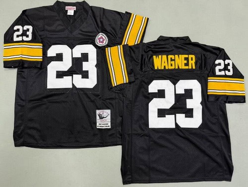 Pittsburgh Steelers #23 Mike Wagner Black Throwback Jersey