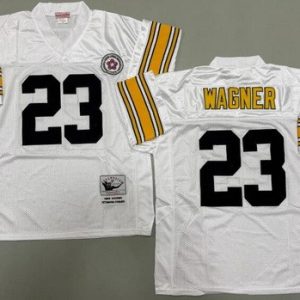 Pittsburgh Steelers #23 Mike Wagner White Throwback Jersey