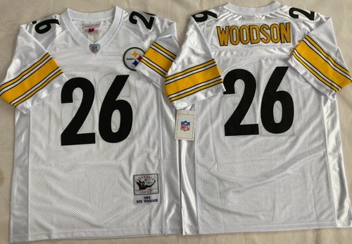 Pittsburgh Steelers #26 Rod Woodson White 1994 Throwback Jersey