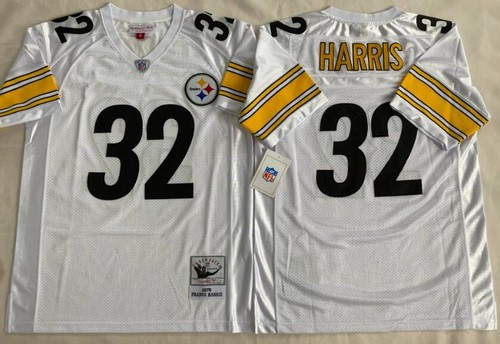Pittsburgh Steelers #32 Franco Harris White 1976 Throwback Jersey