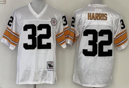 Pittsburgh Steelers #32 Franco Harris White Throwback Jersey