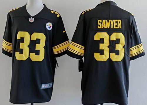 Pittsburgh Steelers #33 Jack Sawyer Limited Black Throwback Vapor Jersey