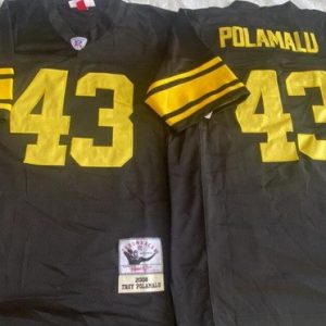 Pittsburgh Steelers #43 Troy Polamalu Black Yellow 2008 Throwback Jersey
