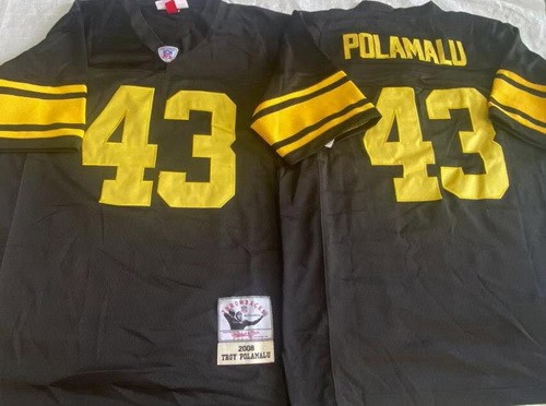 Pittsburgh Steelers #43 Troy Polamalu Black Yellow 2008 Throwback Jersey