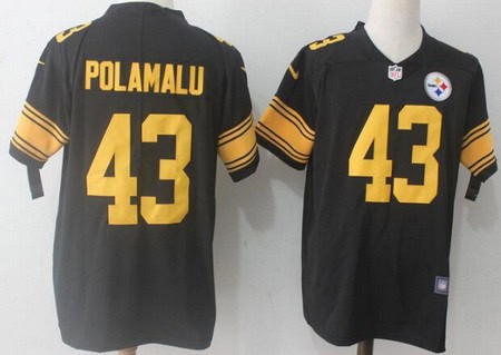 Pittsburgh Steelers #43 Troy Polamalu Limited Black Rush Color Jersey
