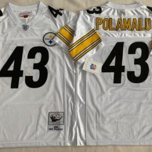 Pittsburgh Steelers #43 Troy Polamalu White 2005 Throwback Jersey