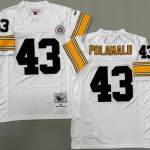 Pittsburgh Steelers #43 Troy Polamalu White Alternate 2005 Throwback Jersey