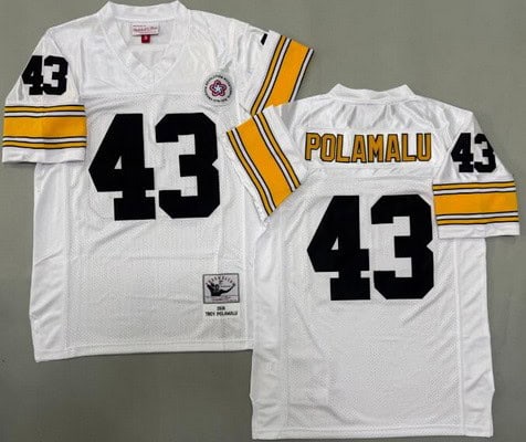 Pittsburgh Steelers #43 Troy Polamalu White Alternate 2005 Throwback Jersey