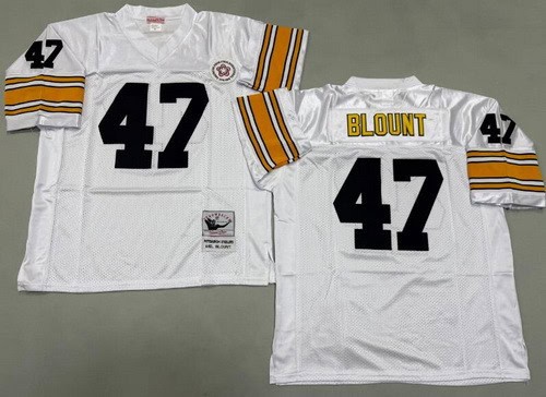 Pittsburgh Steelers #47 Mel Blount White Throwback Jersey