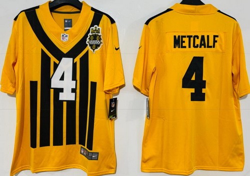 Pittsburgh Steelers #4 DK Metcalf Limited Yellow Throwback Vapor Jersey